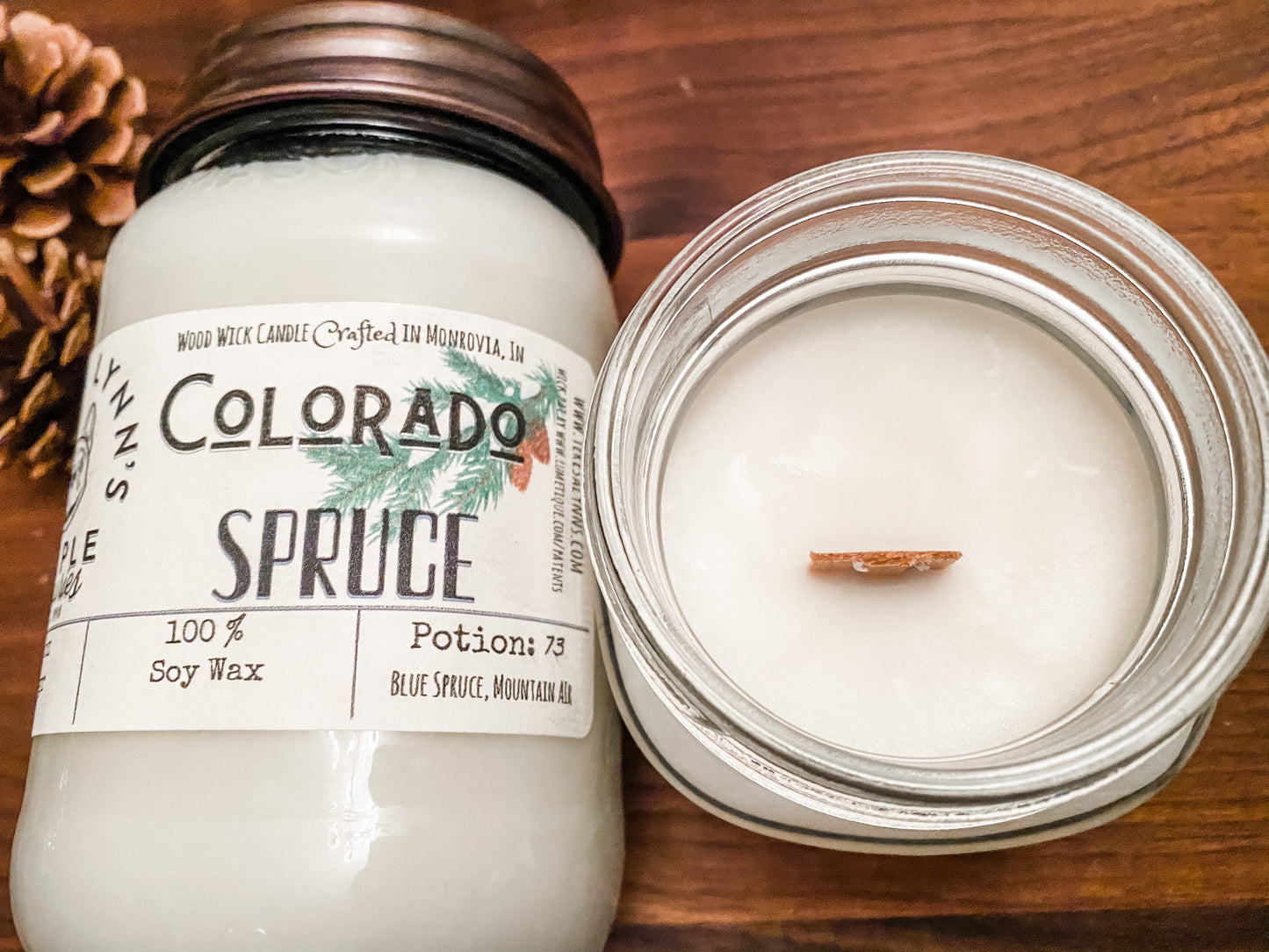 Colorado Spruce, Soy wax wooden wick candle