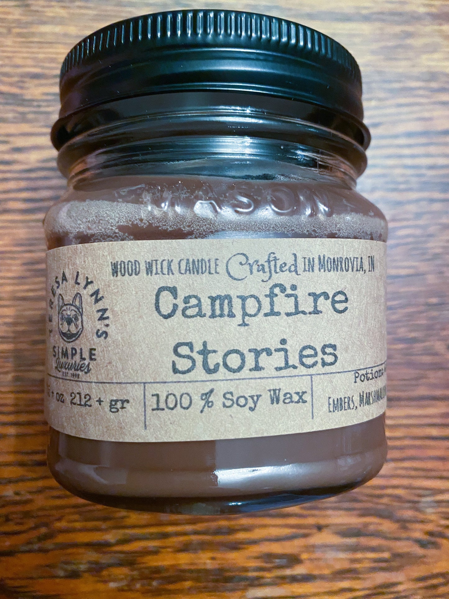 Campfire Stories, soy wax, wooden wick candle