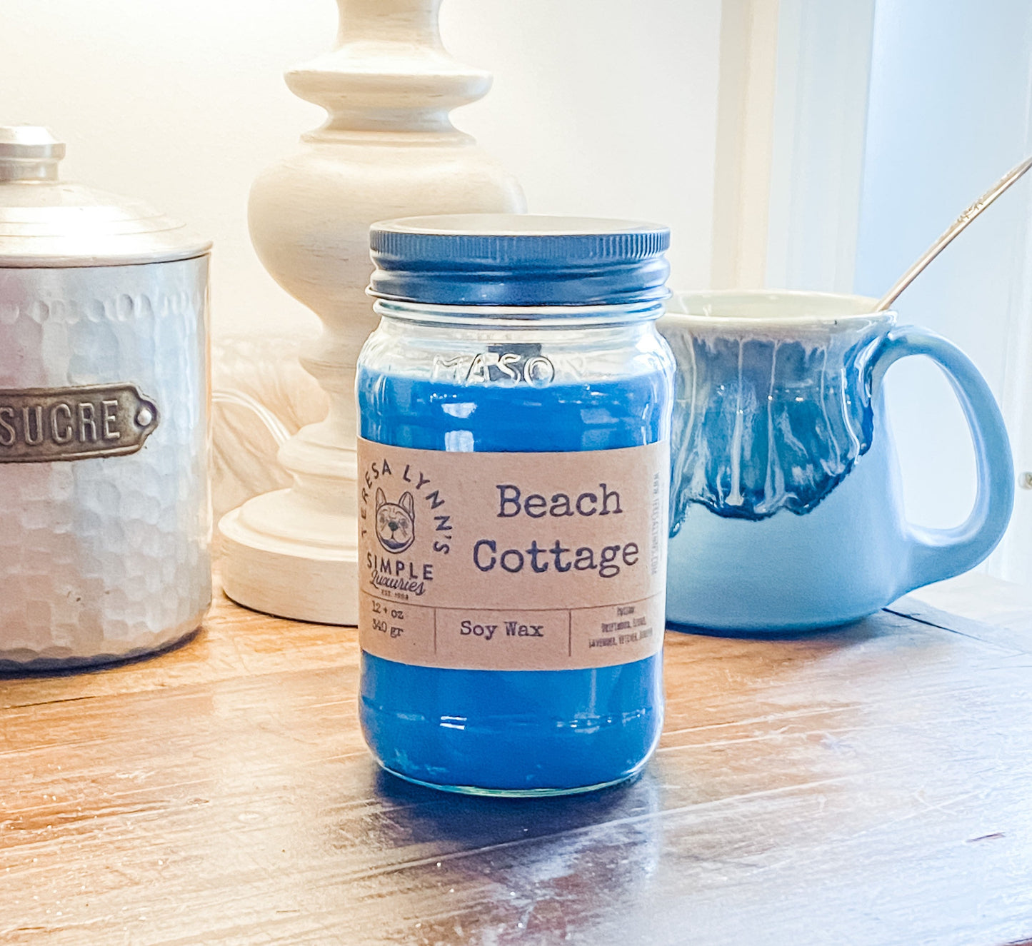Beach Cottage soy wax, wooden wick candle