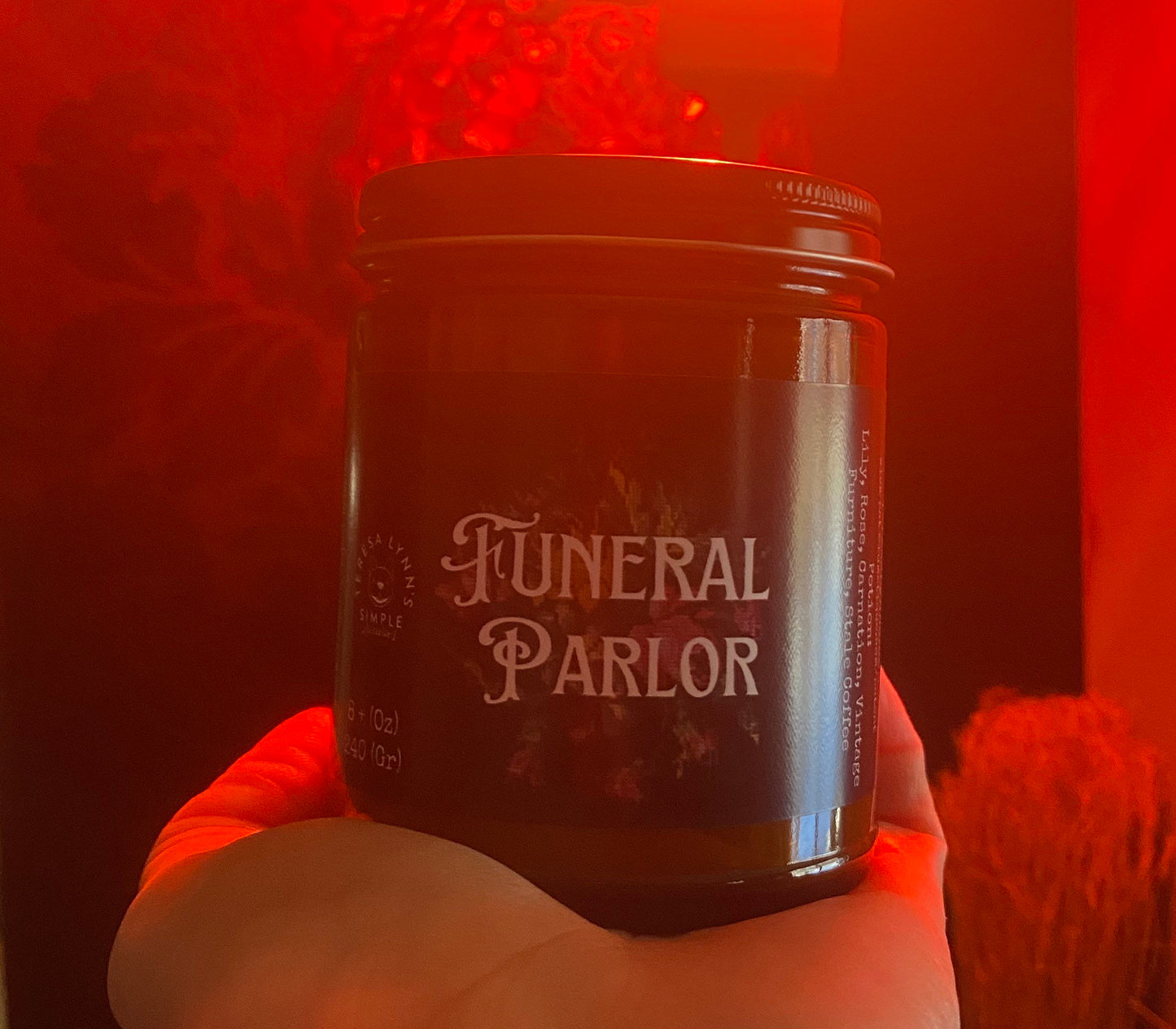 Funeral Parlor, scented soy wax wooden wick candle, essential oil and fragrance oil jar candle, mason jar candle, witchy candle, gothic