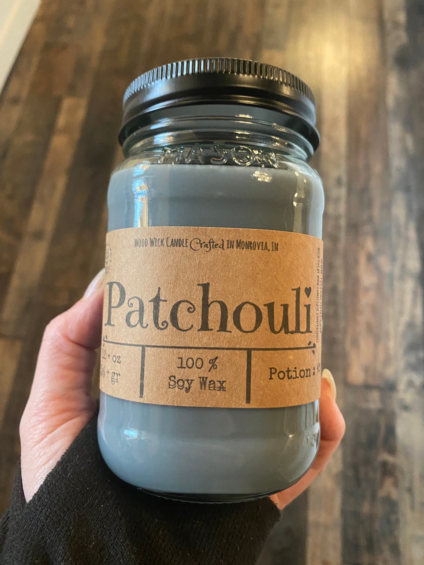 Patchouli candle, wooden wick, SOY WAX, candle, hippie, goddess, long burning candle, essential oil candle, incense, handmade, boho