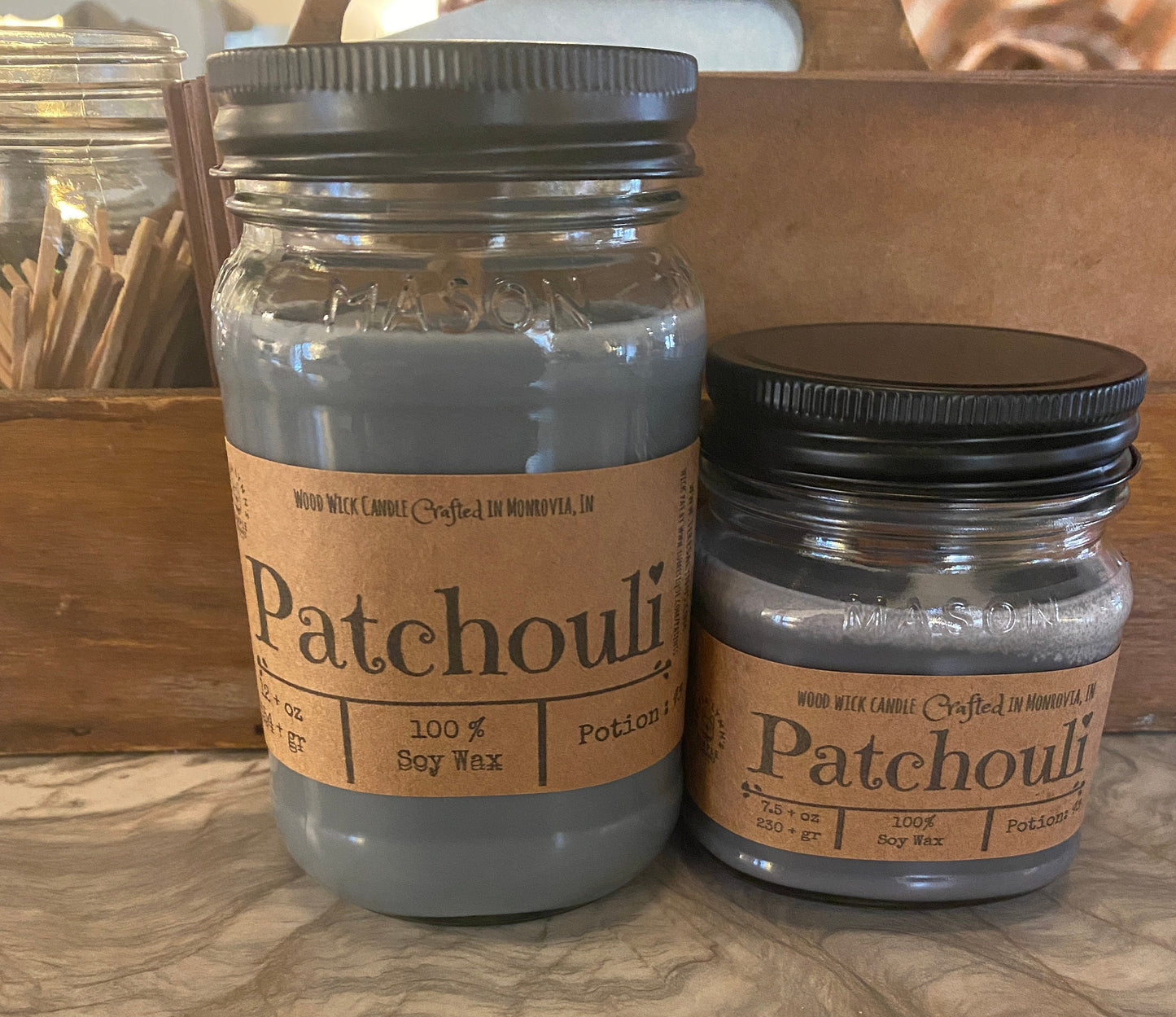 Patchouli candle, wooden wick, SOY WAX, candle, hippie, goddess, long burning candle, essential oil candle, incense, handmade, boho