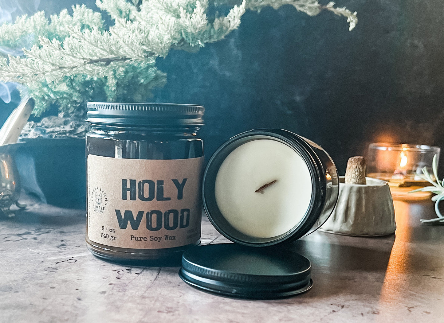 Holy Wood, Pure Palo Santo Wooden wick soy wax candle