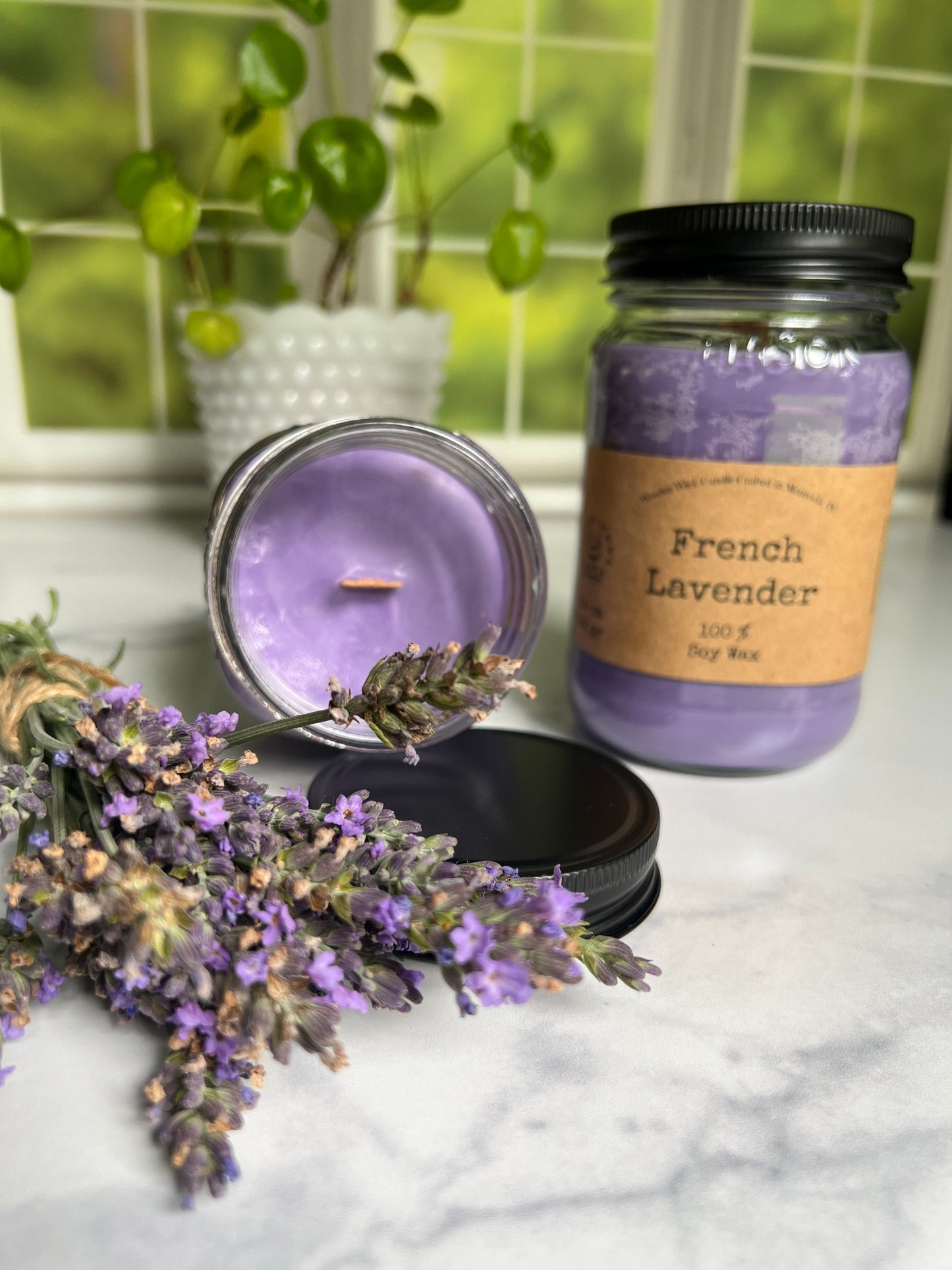 French Lavender, French Blue Lavender and Madagascar Vanilla Wooden Wick Soy Candle