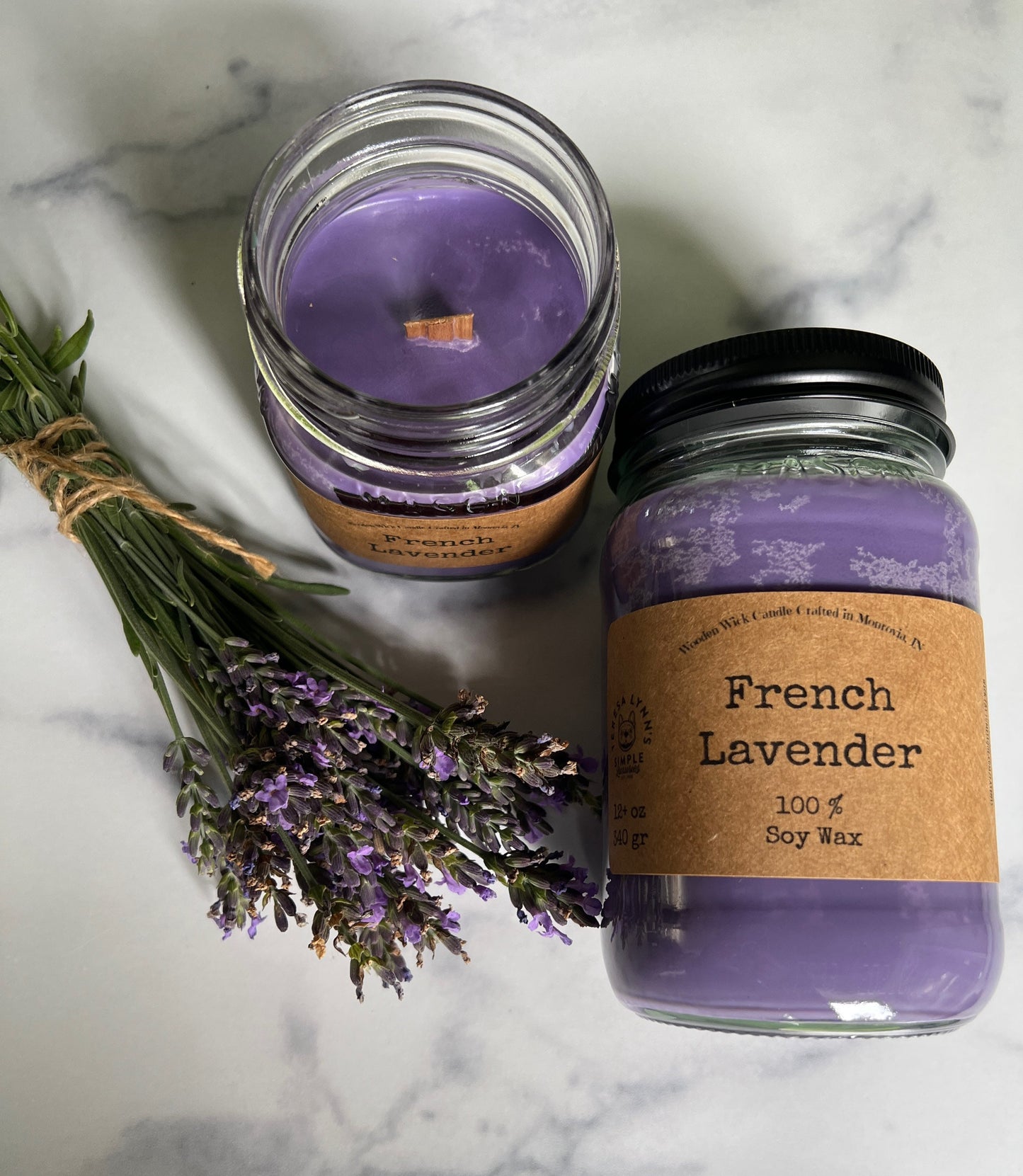 French Lavender, French Blue Lavender and Madagascar Vanilla Wooden Wick Soy Candle