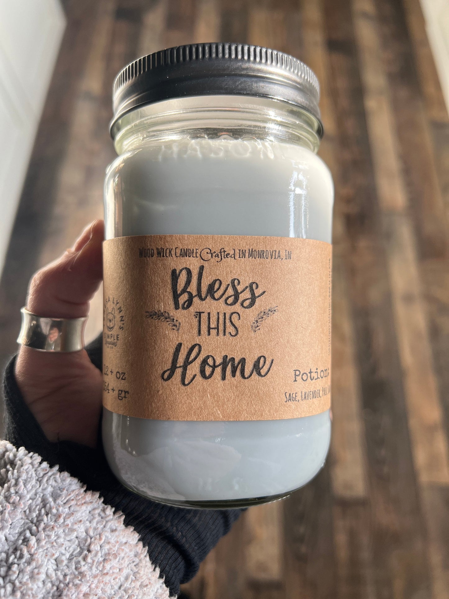 Bless This Home, Wooden wick, Soy Wax Sage Candle
