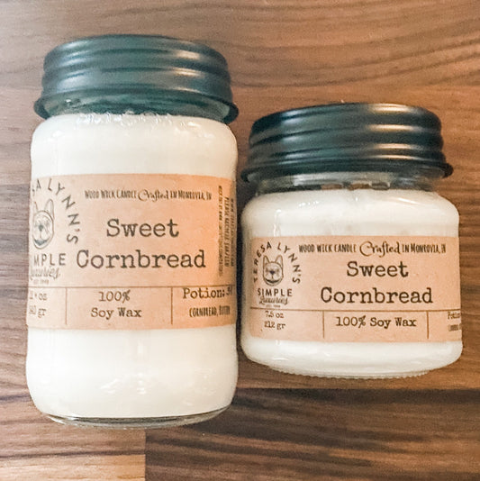 Sweet Cornbread, Soy, candle, wooden wick, Corn Muffin, Phthalate free, farmhouse, kitchen candle, clean burn, southern, primitive, gourmand