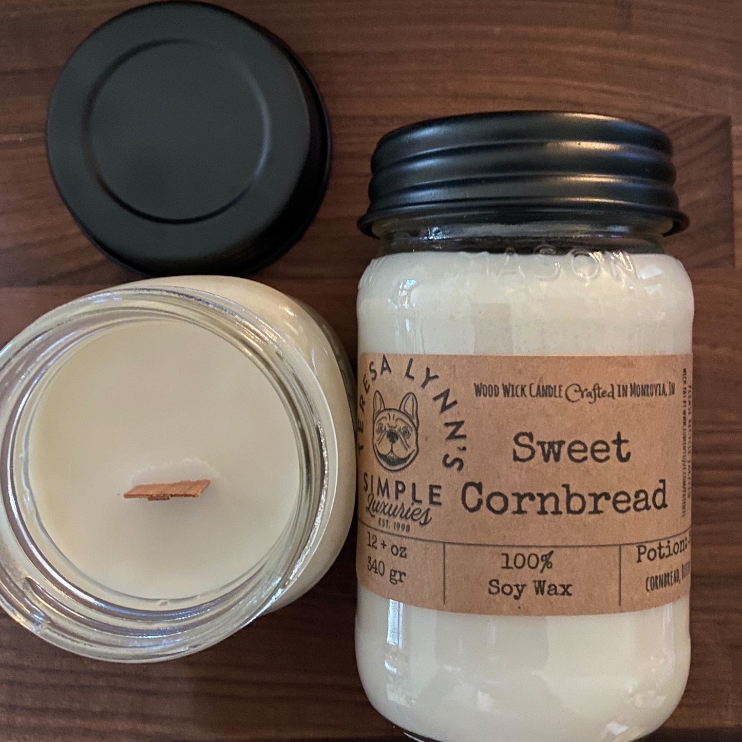 Sweet Cornbread, Soy, candle, wooden wick, Corn Muffin, Phthalate free, farmhouse, kitchen candle, clean burn, southern, primitive, gourmand