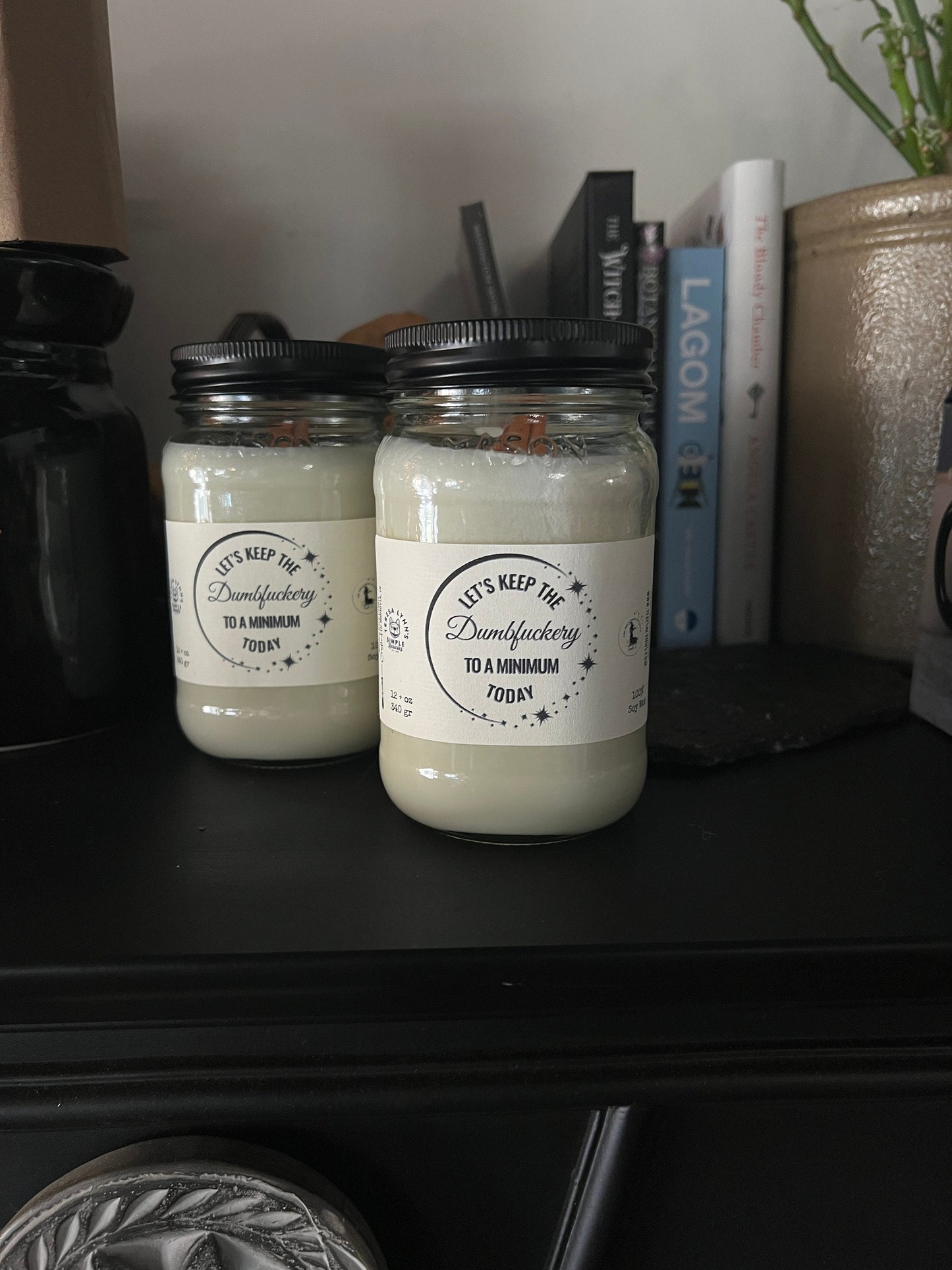 Let&#39;s Keep The Dumbfuckery To A Minimum Today, Caramel Macchiato Scented Wooden Wick Soy Wax Candle