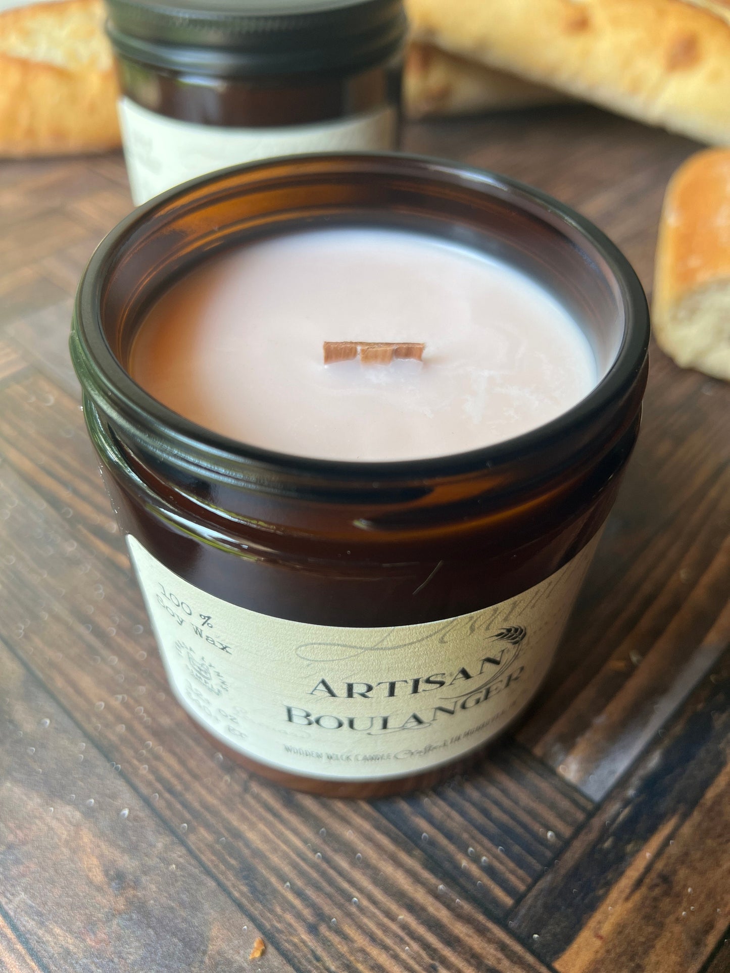 Artisan Boulanger - French Bread Scented Soy Wax Candle with Wooden Wick