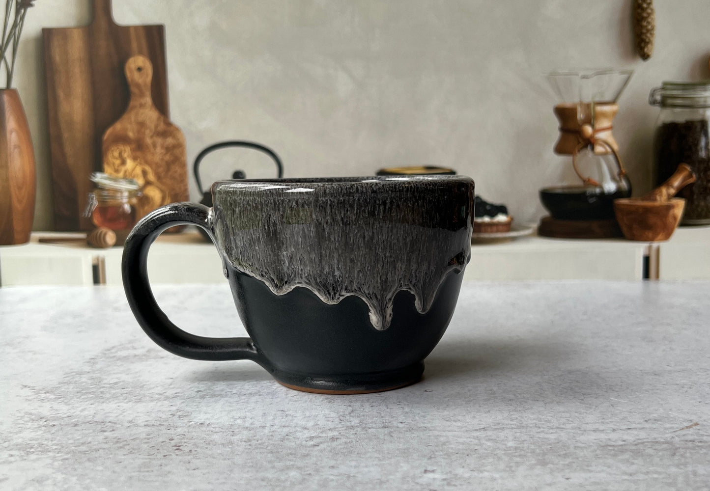 Mug- Hand thrown Pottery Shop Mug with our Cute French Bulldog Logo