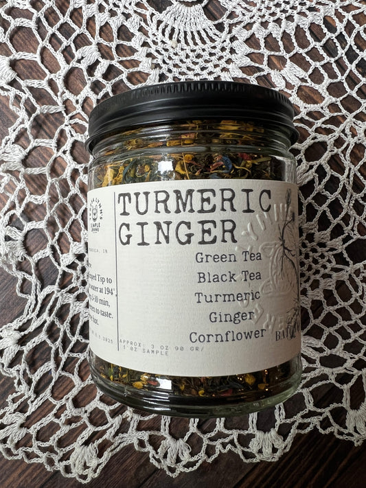Turmeric Ginger Loose Leaf Tea - Superfood Blend, Spicy Black and Green Tea Blend